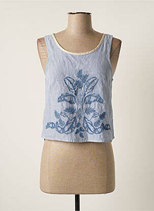 Top tissage crêpe sans manche bleu TEDDY SMITH femme