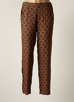 Pantalon droit tissage crêpe taille normale marron DIPLODOCUS femme