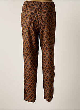 Pantalon droit tissage crêpe taille normale marron DIPLODOCUS femme