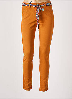 Pantalon chino fermeture zippée sous rabat boutonné taille normale orange TEDDY SMITH femme