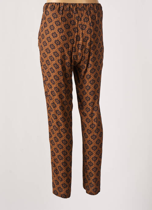 Pantalon droit tissage crêpe taille haute marron DIPLODOCUS femme