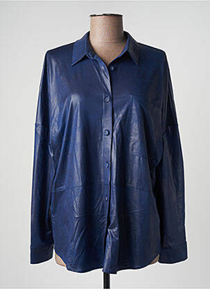 Chemisier coupe droite manches longues bleu EVA KAYAN femme