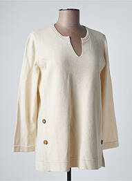 Pull tunique finition bords-côtes manches longues beige MARIA BELLENTANI femme