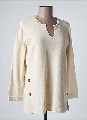 Pull tunique stretch manches longues beige MARIA BELLENTANI femme