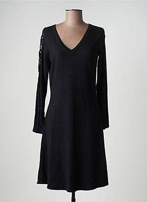 Robe mi-longue manches longues manches longues noir LEO & UGO femme