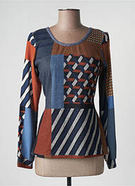 Pull tissage chiné manches longues bleu LO! LES FILLES femme