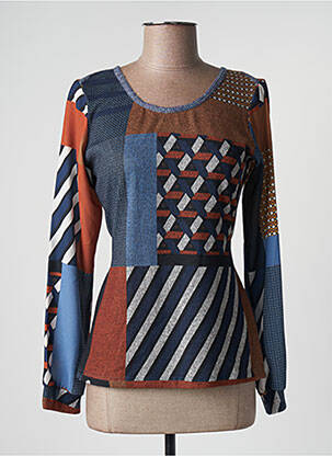 Pull tissage chiné manches longues bleu LO! LES FILLES femme