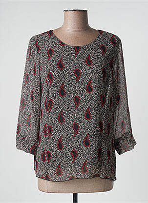 Blouse légère et transparente manches 3/4 noir GEVANA femme