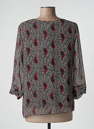 Blouse légère et transparente manches 3/4 noir GEVANA femme