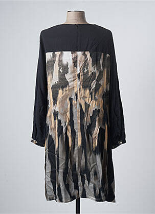 Robe mi-longue coupe fluide manches longues noir PAUSE CAFE femme