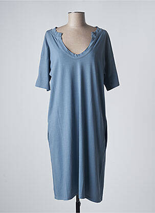 Robe mi-longue manches courtes manches courtes bleu SANFASON femme