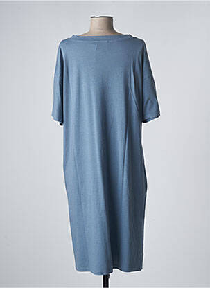Robe mi-longue manches courtes manches courtes bleu SANFASON femme