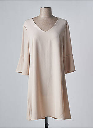Robe courte manches 3/4 manches 3/4 beige INFINITIF femme