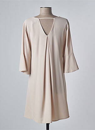 Robe courte manches 3/4 manches 3/4 beige INFINITIF femme