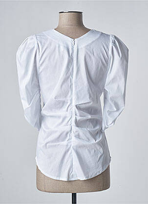 Blouse tissage popeline manches 3/4 blanc SANFASON femme