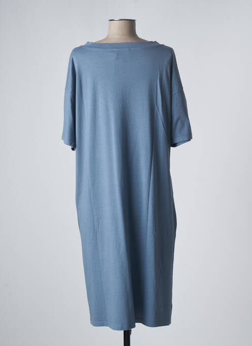 Robe mi-longue manches courtes manches courtes bleu SANFASON femme