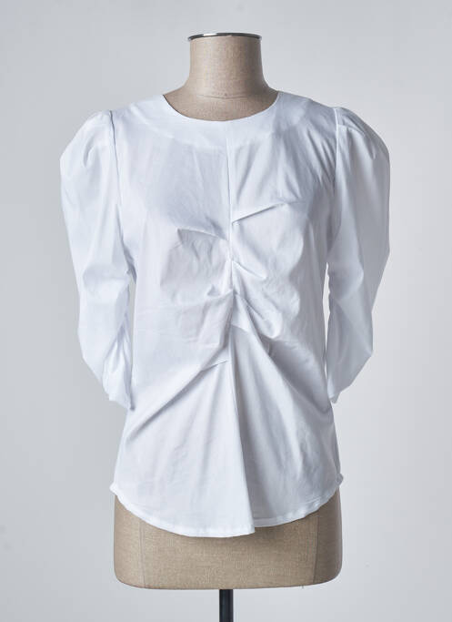 Blouse col rond manches 3/4 blanc SANFASON femme