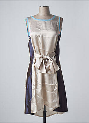 Robe mi-longue coupe évasée sans manche beige SANFASON femme