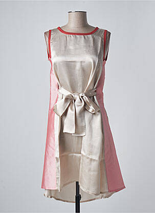 Robe mi-longue coupe évasée sans manche beige SANFASON femme
