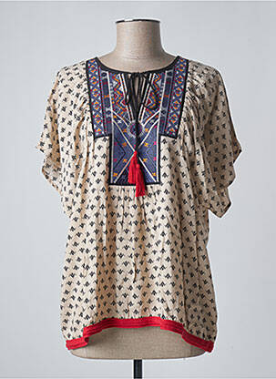 Blouse imprimé fantaisie manches courtes beige NINA KAUFMANN femme