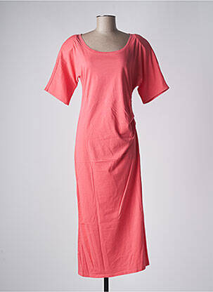 Robe longue manches courtes manches courtes rose SANFASON femme
