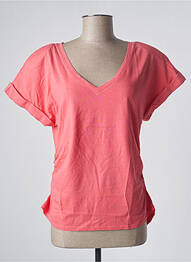 Top tissage jersey manches courtes rose SANFASON femme