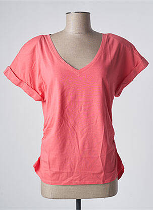 Top tissage jersey manches courtes rose SANFASON femme