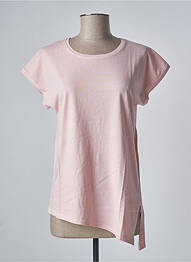 Top tissage jersey manches courtes rose SANFASON femme