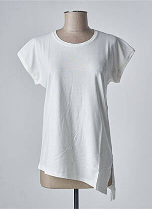 Top tissage jersey manches courtes blanc SANFASON femme