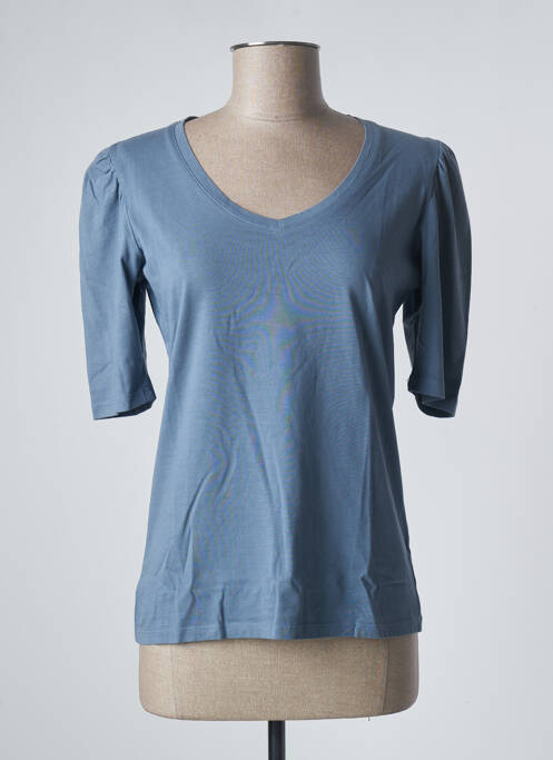 Top tissage jersey manches courtes bleu SANFASON femme