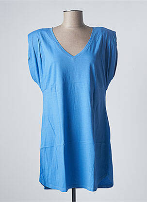 Tunique manches courtes coupe cintrée bleu SANFASON femme