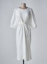 Robe longue coupe cintrée manches 3/4 blanc SANFASON femme
