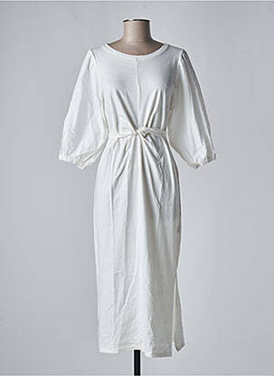 Robe longue coupe cintrée manches 3/4 blanc SANFASON femme