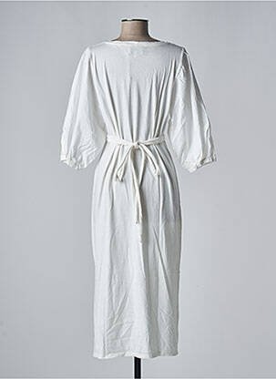 Robe longue coupe cintrée manches 3/4 blanc SANFASON femme