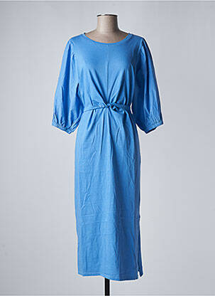 Robe longue coupe cintrée manches 3/4 bleu SANFASON femme
