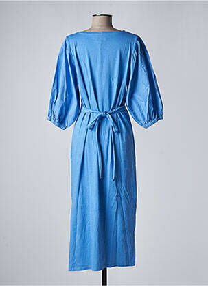 Robe longue coupe cintrée manches 3/4 bleu SANFASON femme