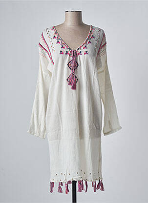 Robe mi-longue manches longues manches longues beige NINA KAUFMANN femme
