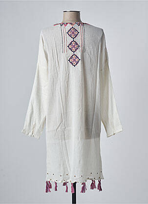Robe mi-longue manches longues manches longues beige NINA KAUFMANN femme