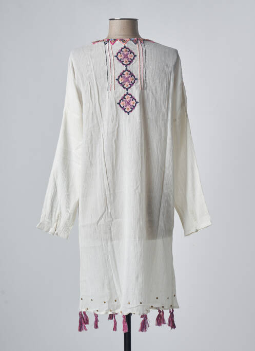Robe mi-longue manches longues manches longues beige NINA KAUFMANN femme