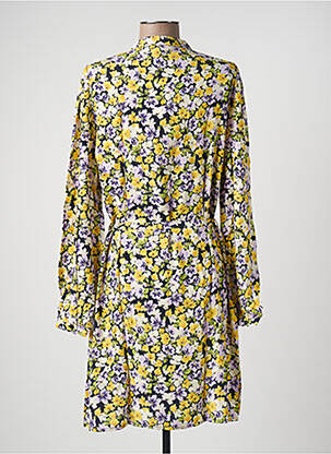 Robe mi-longue imprimé fleurs manches longues jaune JDY femme