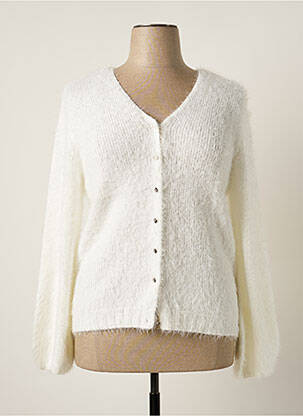Gilet manches longues maille maille poilu blanc MARBLE femme