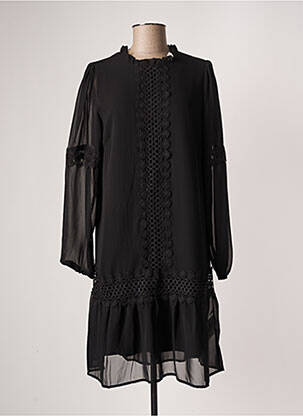 Robe mi-longue coupe fluide manches longues noir KAFFE femme
