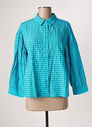 Chemisier coupe droite manches longues bleu KAFFE femme