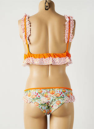 Maillot de bain 2 pièces stretch haut soutien-gorge moulé orange KITESS femme