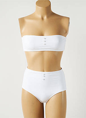 Maillot de bain 2 pièces stretch haut bandeau blanc MON PETIT BIKINI femme