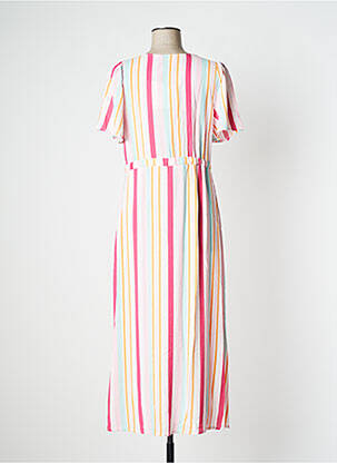 Robe longue manches courtes manches courtes rose ICHI femme