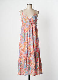 Robe mi-longue imprimé fantaisie fines bretelles orange MOLLY BRACKEN femme