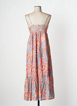 Robe mi-longue imprimé fantaisie fines bretelles orange MOLLY BRACKEN femme