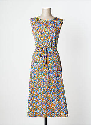 Robe mi-longue imprimé fantaisie sans manche jaune TRANQUILLO femme
