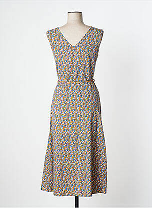 Robe mi-longue imprimé fantaisie sans manche jaune TRANQUILLO femme